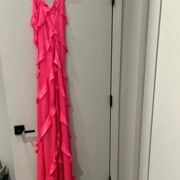 Show Me Your MuMu Hot Pink Ruffle Slip Wedding Dress - Picture 5 of 6